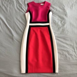 Calvin Klein Pink W/ White Sheath Sleeveless